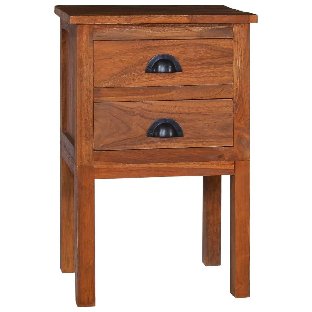 vidaXL Solid Teak Wood Bedside Cabinet Side Bed Drawer Stand Wooden Table Living Room Bedroom Nightstand Home Interior Indoor Organize